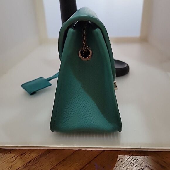 Furla Metropolis Mini Crossbody Pebbled Leather W/Chain Aqua Excellent Used Cond - Picture 10 of 16